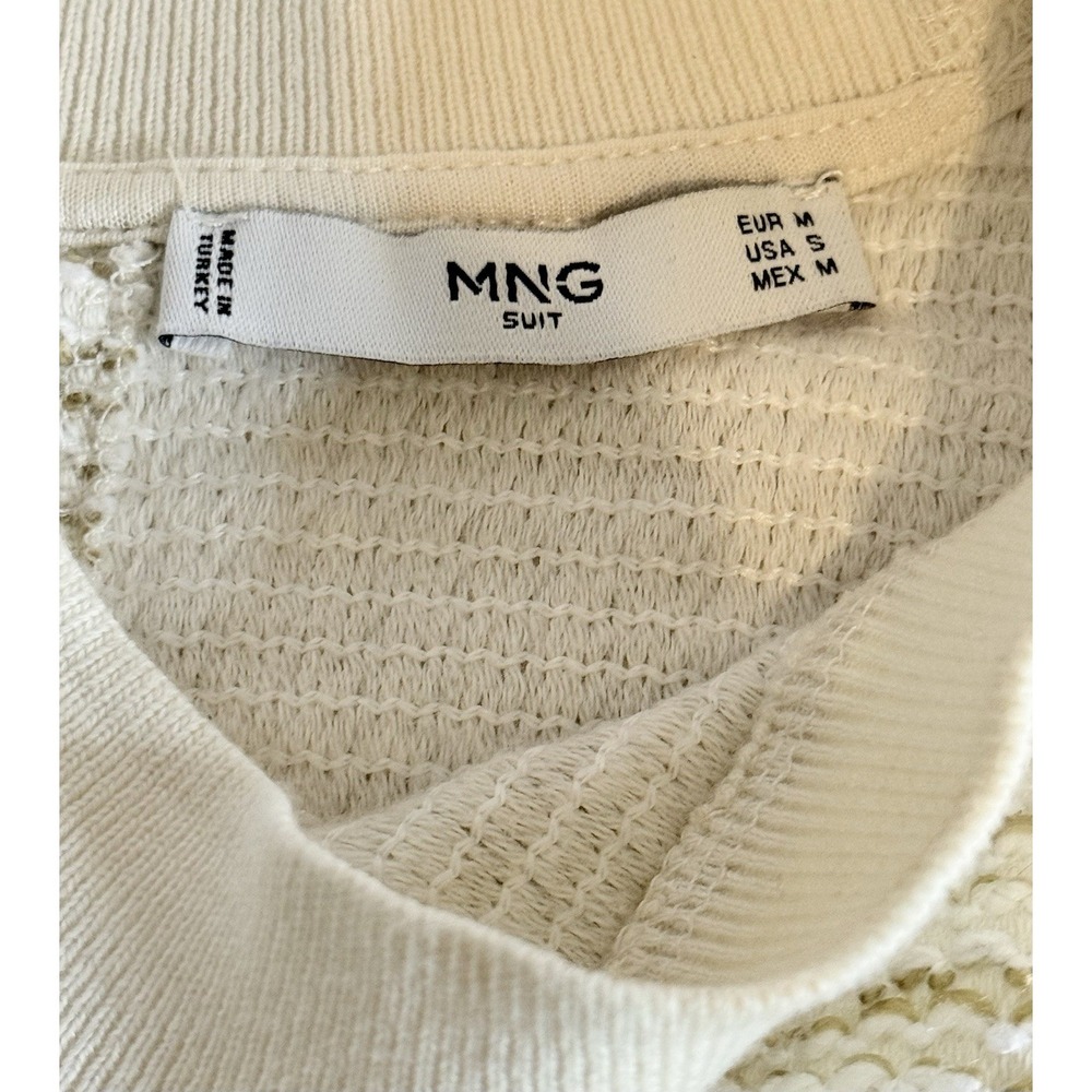 MNG Cream Textured Knit Tank Top Women's M Minimalist Modern Capsule Layering - Picture 6 of 8